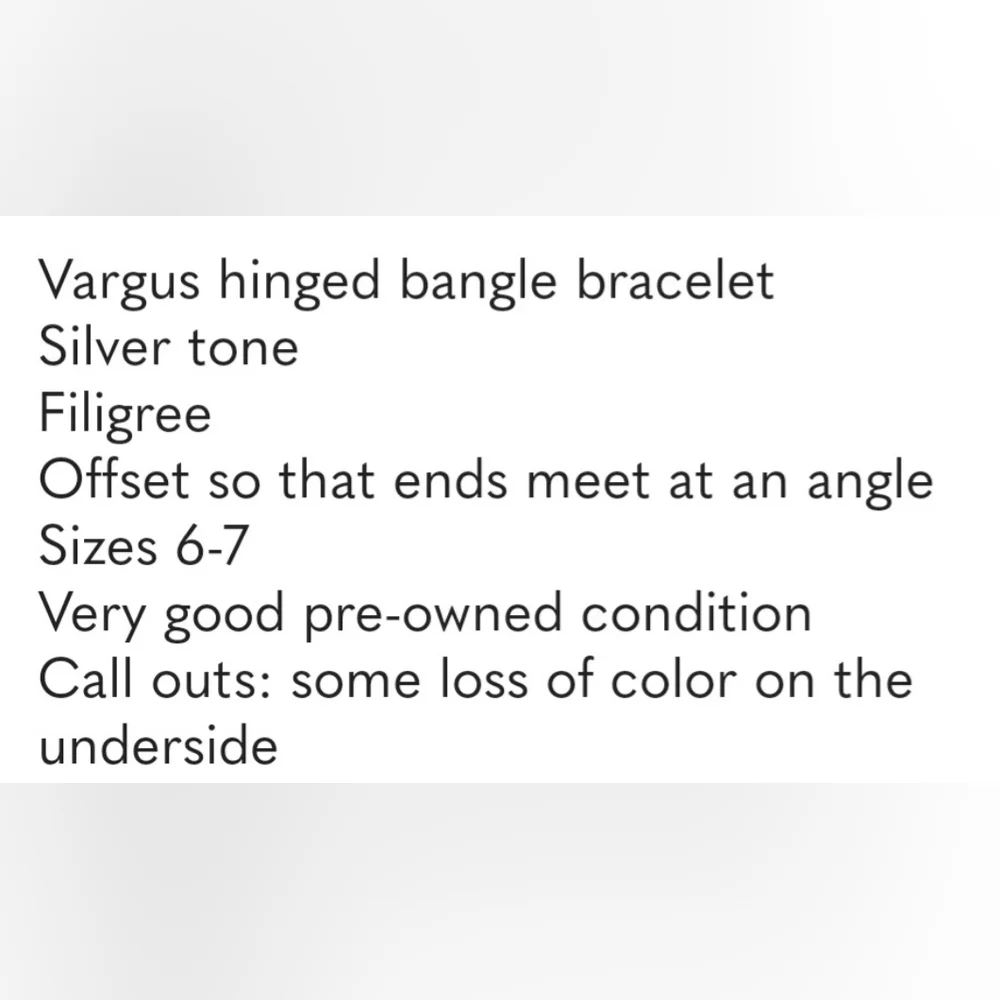 Vargus Floral Filigree Hinged Bangle Bracelet Offset Silver Tone Sz 6-7 - Picture 5 of 5